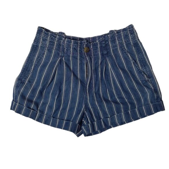 AMERICAN EAGLE striped super high waisted paper bag‎ cuffed shorts 2 - Picture 1 of 9